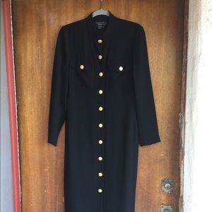 Vintage 80s Black military style long dress